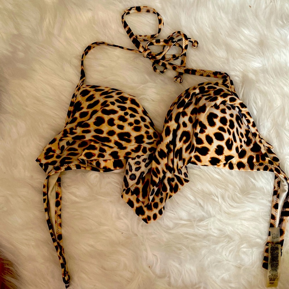 Leopard print bikini top PINK Victoria’s Secret size small